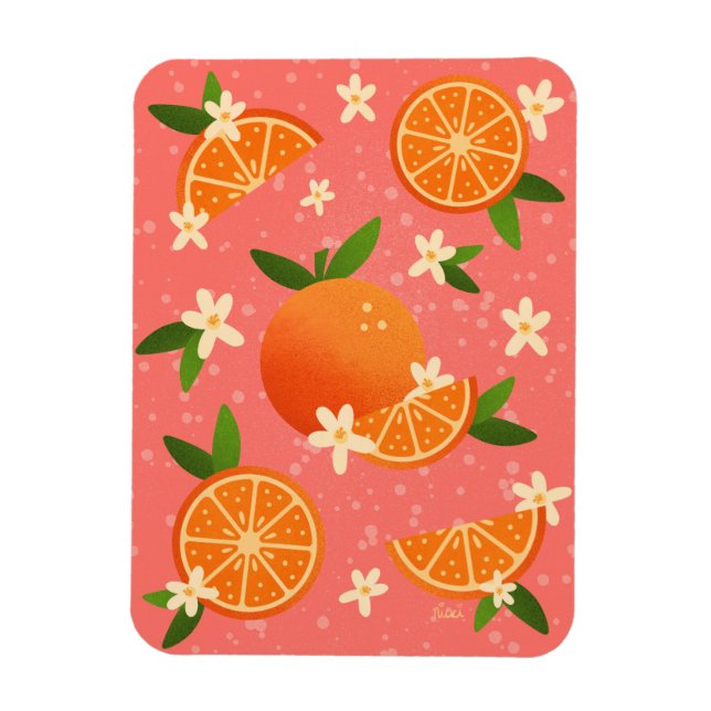 Oranges and orange blossom joy  magnet (Vertical)
