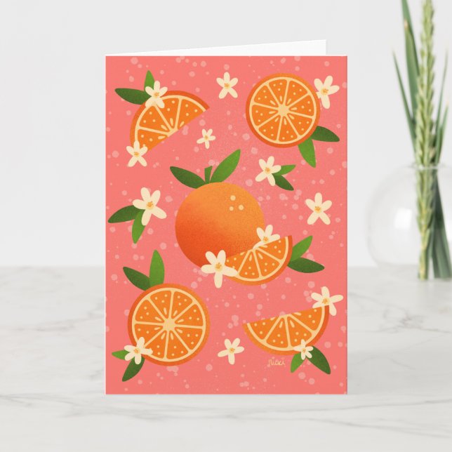 Oranges and orange blossom joy thank you card (Front)