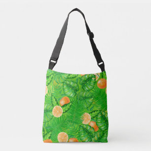 Oranges and tropical leaves crossbody bag