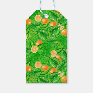 Oranges and tropical leaves gift tags