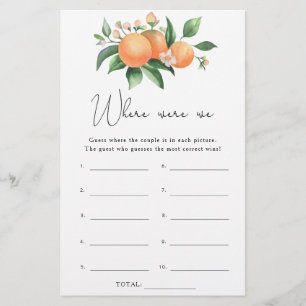 Oranges branch - Where were we bridal shower game