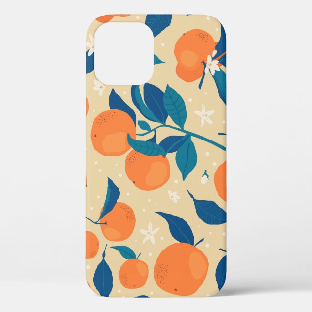 Oranges Branches: Beige Background Pattern Case-Mate iPhone Case (Back)