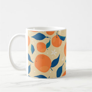 Oranges Branches: Beige Background Pattern Coffee Mug