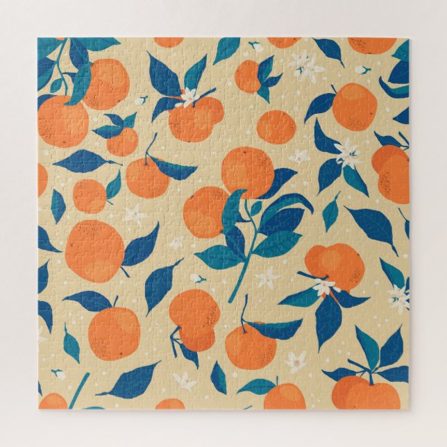 Oranges Branches: Beige Background Pattern Jigsaw Puzzle (Vertical)