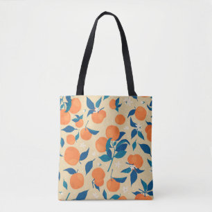 Oranges Branches: Beige Background Pattern Tote Bag