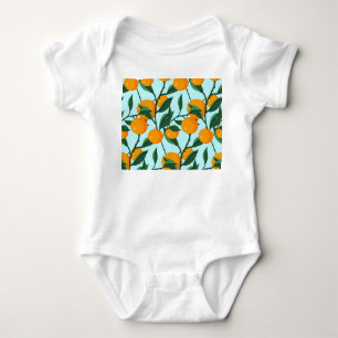 Oranges branches, citrus vintage print. baby bodysuit