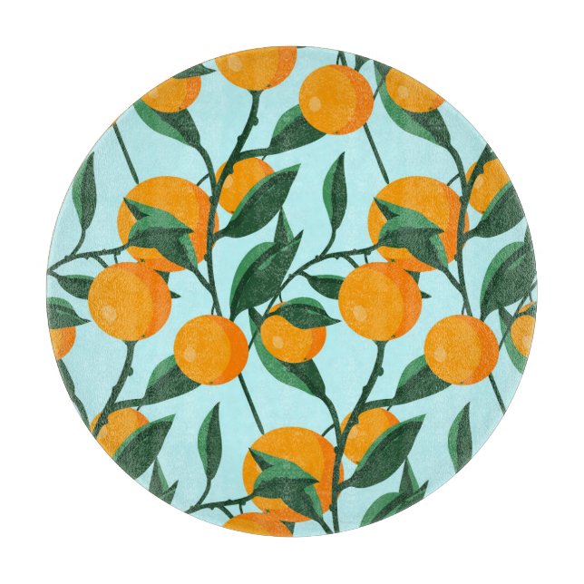 Oranges branches, citrus vintage print. cutting board (Front)