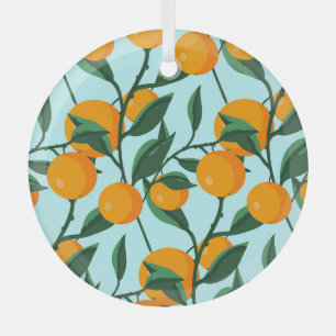 Oranges branches, citrus vintage print. glass tree decoration