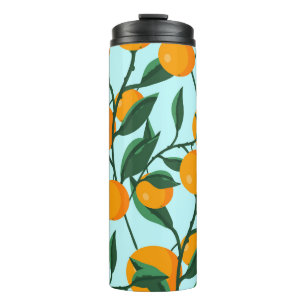 Oranges branches, citrus vintage print. thermal tumbler