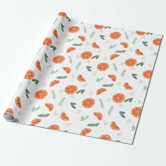Oranges -  Christmas Holiday Wrapping Paper (Unrolled)