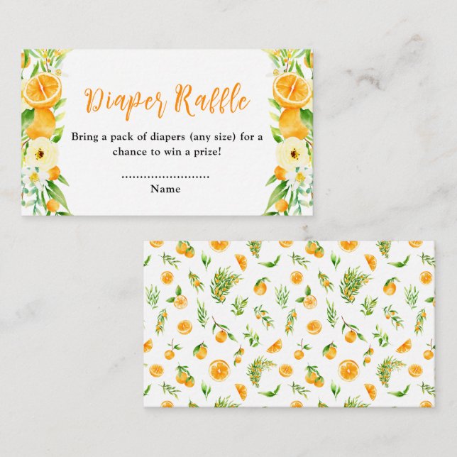 Oranges Citrus Baby Shower Diaper Raffle Enclosure Card (Front/Back)