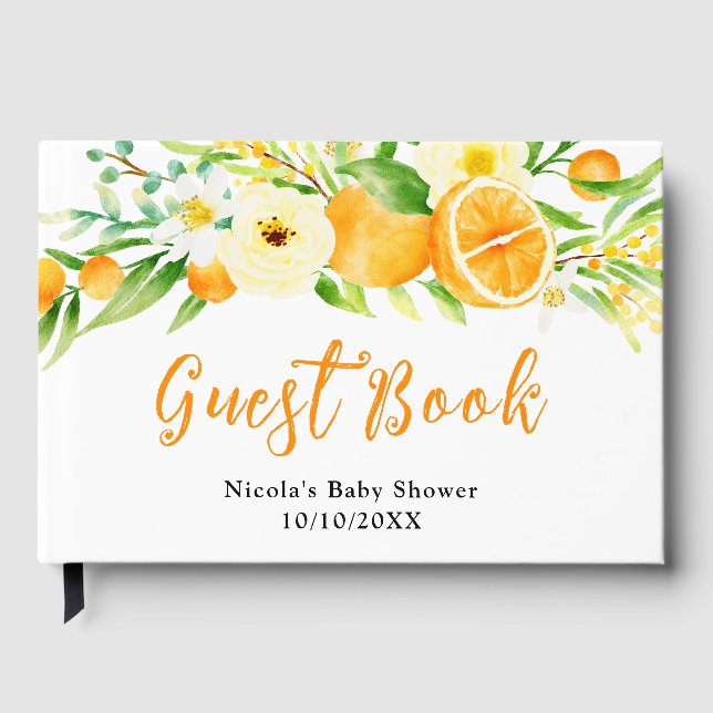 Oranges Citrus Baby Shower Guest Book (Front)
