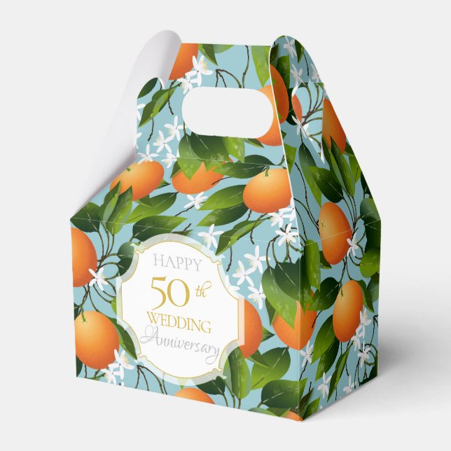Oranges Citrus Fruit Floral Party Favour Box (Front Side)