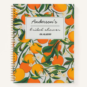 Oranges Citrus Fruit Floral Pattern Bridal Shower  Notebook