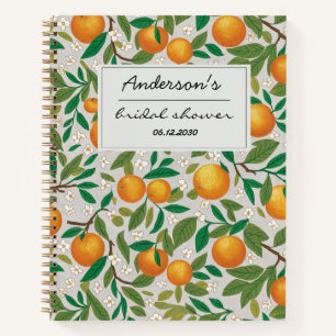 Oranges Citrus Fruit Floral Pattern Bridal Shower  Notebook