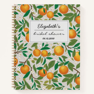 Oranges Citrus Fruit Floral Pattern Bridal Shower Notebook