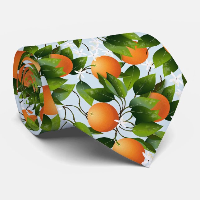 Oranges Citrus Fruit Floral Tie (Rolled)