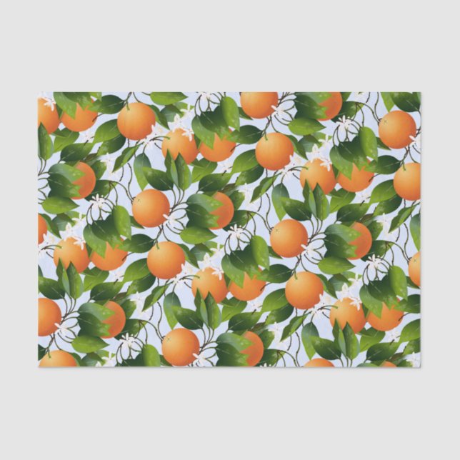 Oranges Citrus Fruit Floral Tissue Paper (Front)