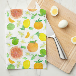 Oranges Citrus Fruit Grapefruit Lemons Watercolor Tea Towel