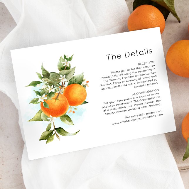 Oranges Citrus Garden Wedding Details Card (Creator Uploaded)