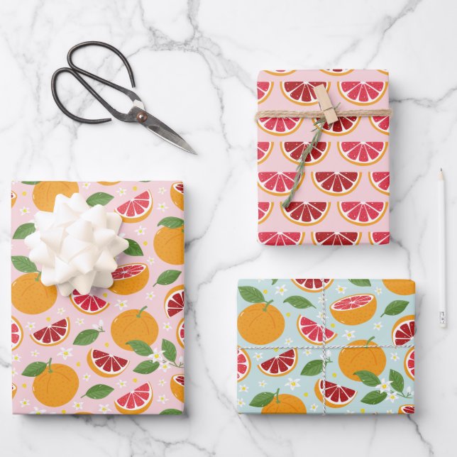 Oranges Citrus patterns Wrapping Paper Sheet (Front)