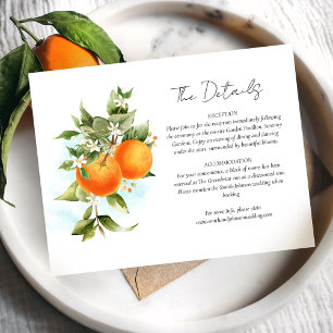 Oranges Citrus Watercolor Wedding Details Card