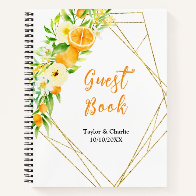 Oranges Citrus Wedding Guest Book (Front)
