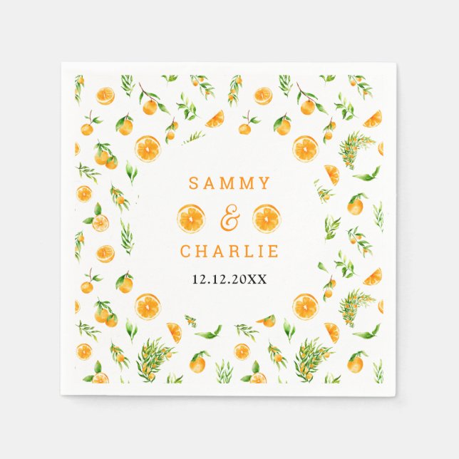 Oranges Citrus Wedding Napkin (Front)
