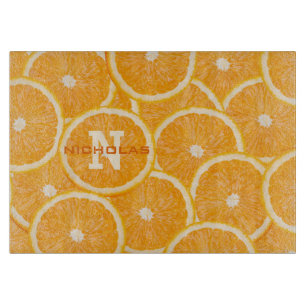 Oranges custom monogram cutting board