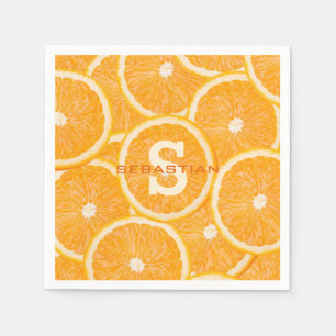 Oranges custom monogram paper napkins