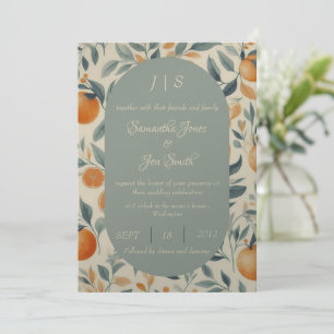 Oranges floral wedding invitation