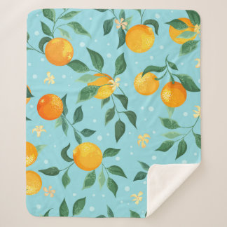 Oranges, flowers: textile seamless pattern. sherpa blanket
