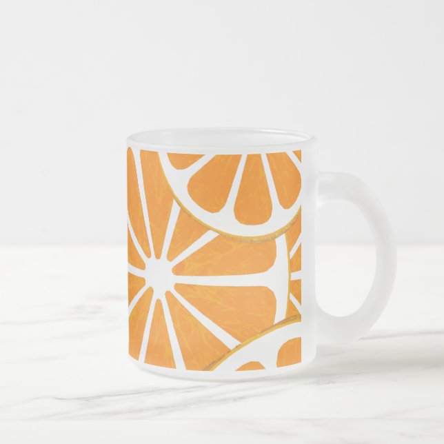oranges. frosted glass coffee mug (Right)