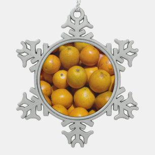 Oranges fruit Florida market orange  Snowflake Pewter Christmas Ornament