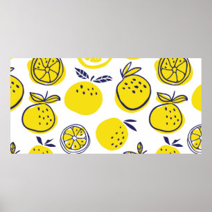 Oranges fruits seamless pattern poster