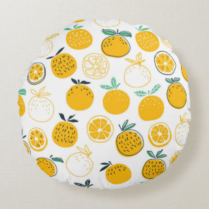 Oranges fruits seamless pattern round cushion