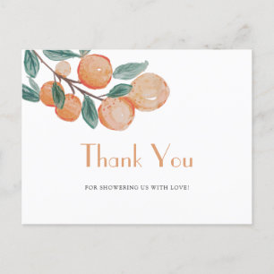 Oranges Green Leaf Baby Shower Thank You Postcard
