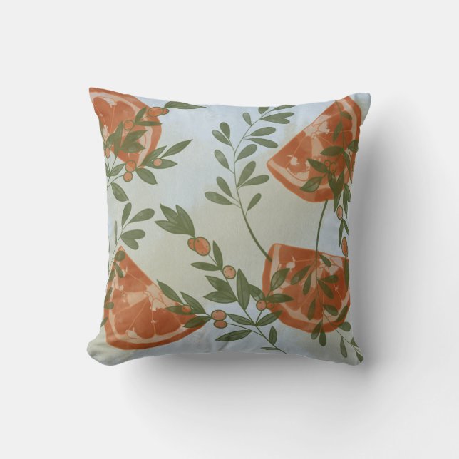 Oranges Greenery  Cushion (Front)