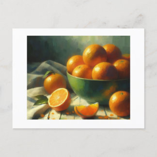 Oranges in Green Bowl Still LIfe, Postcard