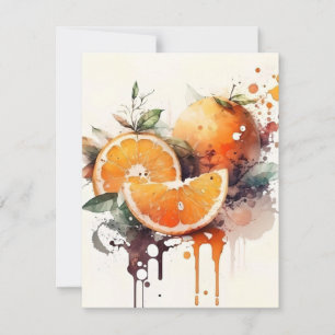 Oranges In Watercolors Holiday Card