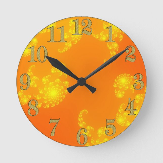 Oranges Julia Fractal Abstract Art Wall Clock (Front)