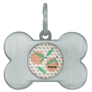 Oranges Leaf Hand Drawn Pattern Fruit  Pet ID Tag