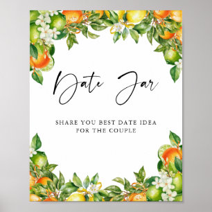 Oranges Lemon Citrus bridal shower Date Jar Game Poster