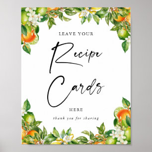 Oranges Lemon Citrus Recipe Cards Sign