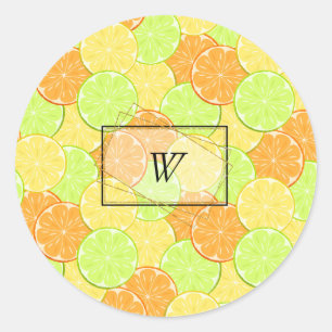 oranges lemons lime fruit citrus classic round sticker