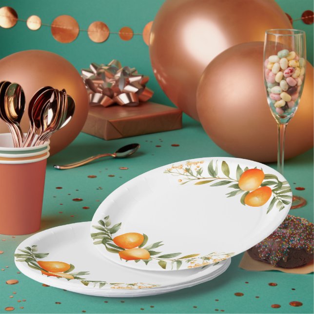 Oranges Little Cutie Baby Shower Paper Plate (Multi)