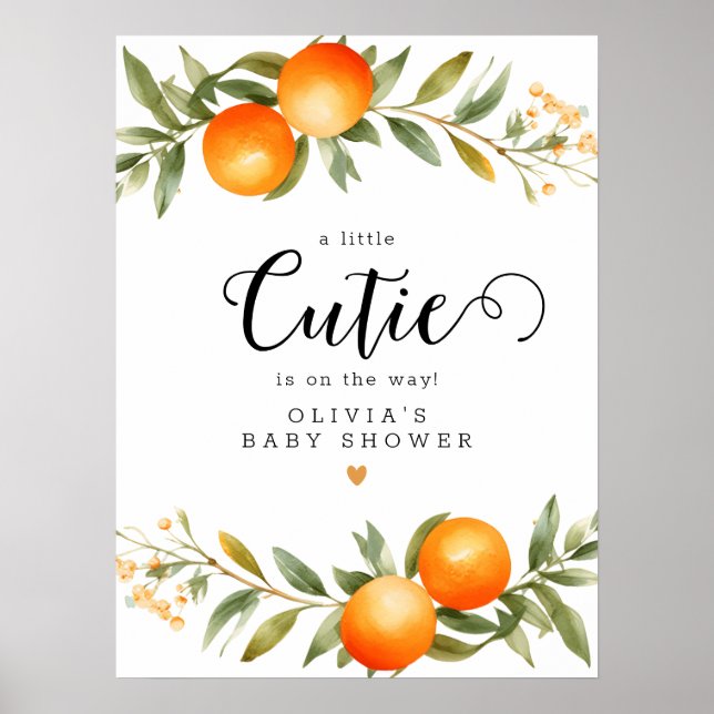 Oranges Little Cutie Baby Shower Welcome Poster (Front)