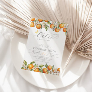Oranges Little Cutie Is On The Way Baby Shower Invitation