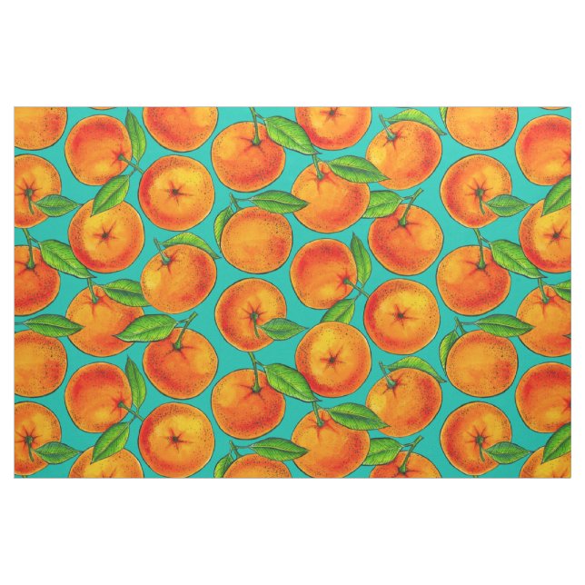 Oranges on blue fabric (Fat Quarter)