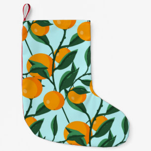 oranges on leaf branches seamless pattern, citrus small christmas stocking